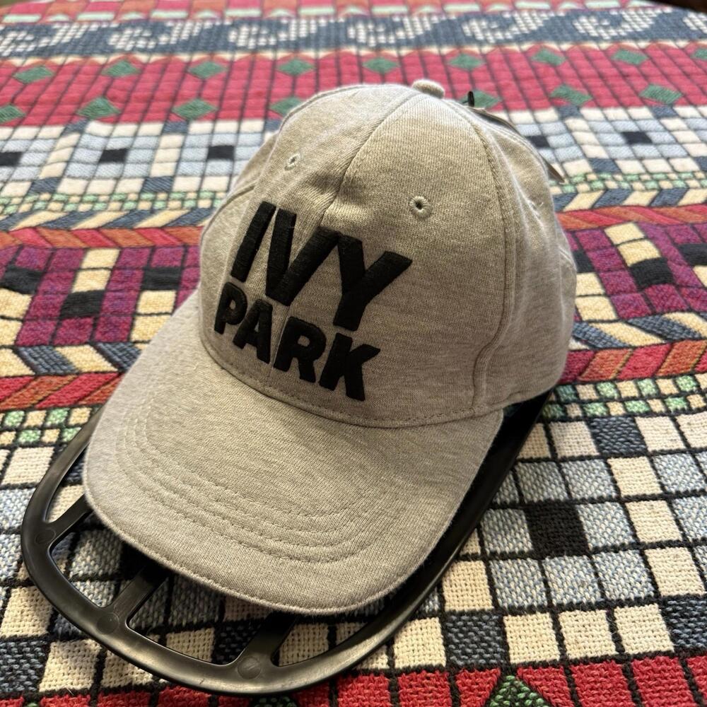 NWT Designer Ivy Park Beyonce Logo Baseball Cap Gray Hat One Size Buckle
